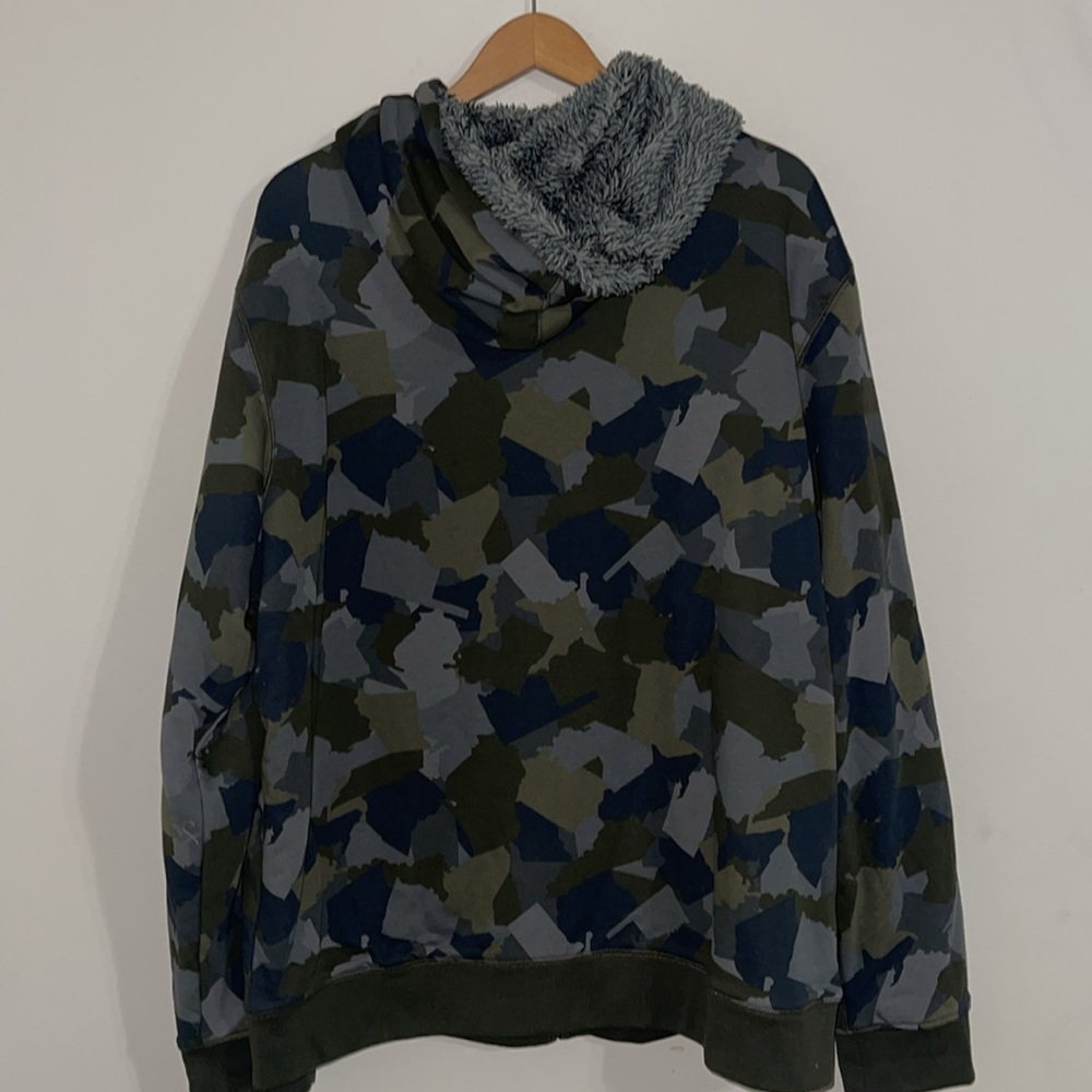 blake shelton x green camo lined zip up hoodie jacket lands end xxl - Picture 7 of 8